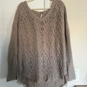 Free People V-Neck Sweater in Taupe